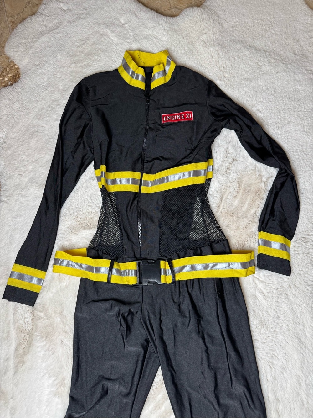 Black & Yellow Reflective Firefighter Jumpsuit - Engine 21 Patch